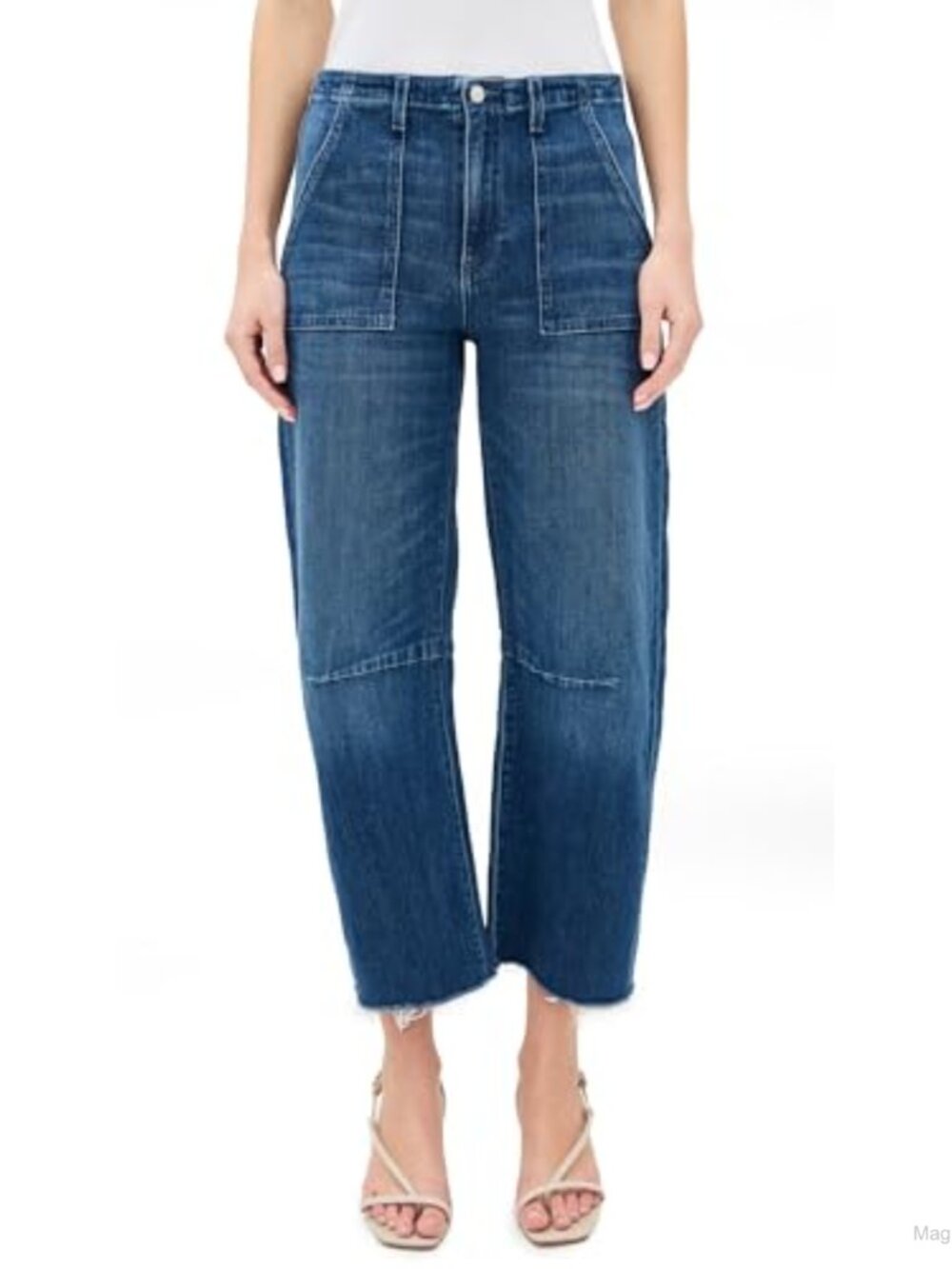 LE JEAN Womens Utility Soft Barrel Jeans Lightweight Stretch Cotton Wide Leg